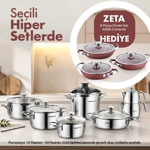 Seçili Hiper Set Alana 6 Parça A1356-5 Zeta 6 Parça Omlet Set Hediye