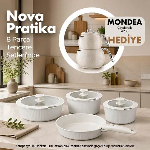 Nova Pratika Tencere Seti Alana Mondea Çaydanlık Takımı Hediye