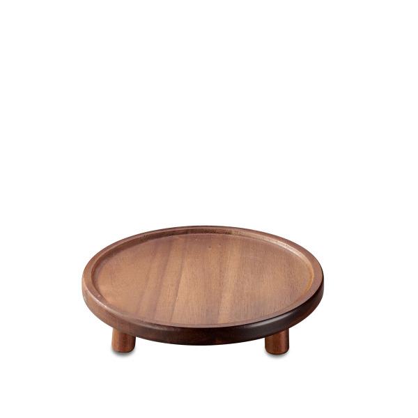 Korkmaz Akasya Yuvarlak Ayaklı Sunum Tabağı 25 cm A561-01 - 1