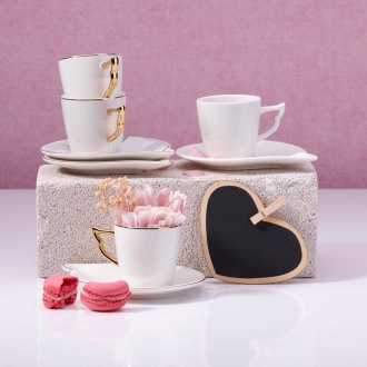 Korkmaz Angela 4 Parça Desenli Kahve Fincan Takımı A8779-3 - Korkmaz (1)