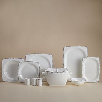 Korkmaz Bone Selection 60 Parça Kare Yemek Takımı A8424 - Korkmaz