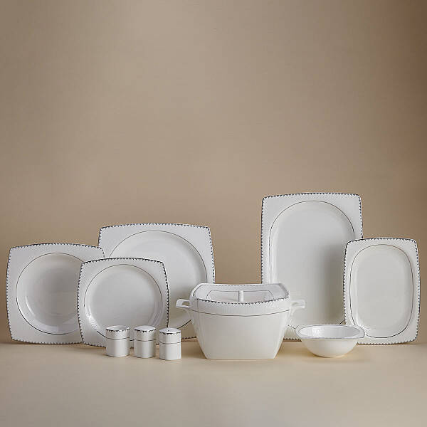 Korkmaz Bone Selection 60 Parça Kare Yemek Takımı A8427 - 1