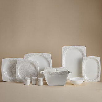 Korkmaz Bone Selection 60 Parça Kare Yemek Takımı A8430 - Korkmaz