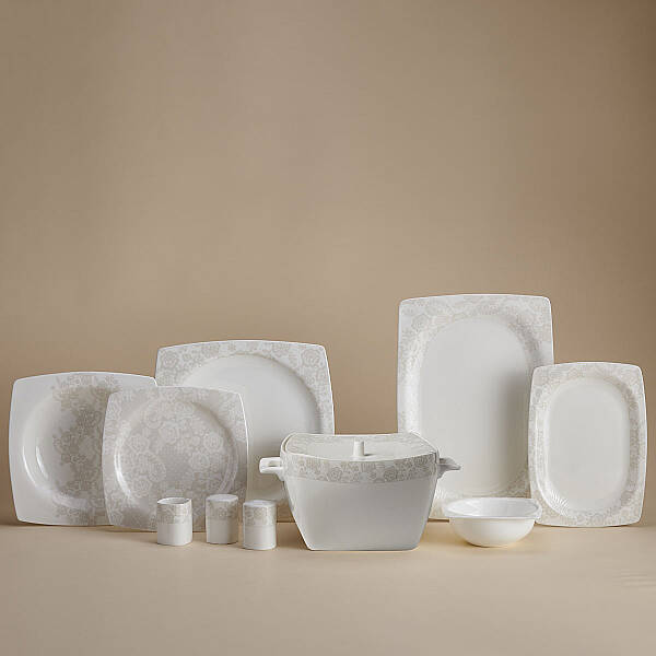 Korkmaz Bone Selection 60 Parça Kare Yemek Takımı A8430 - 1