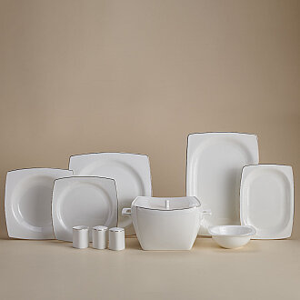 Korkmaz Bone Selection 60 Parça Kare Yemek Takımı A8433 - Korkmaz