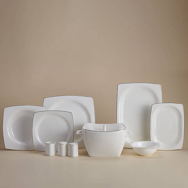 Korkmaz Bone Selection 60 Parça Kare Yemek Takımı A8433 - 1
