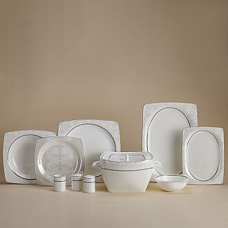 Korkmaz Bone Selection 60 Parça Kare Yemek Takımı A8437 - Korkmaz