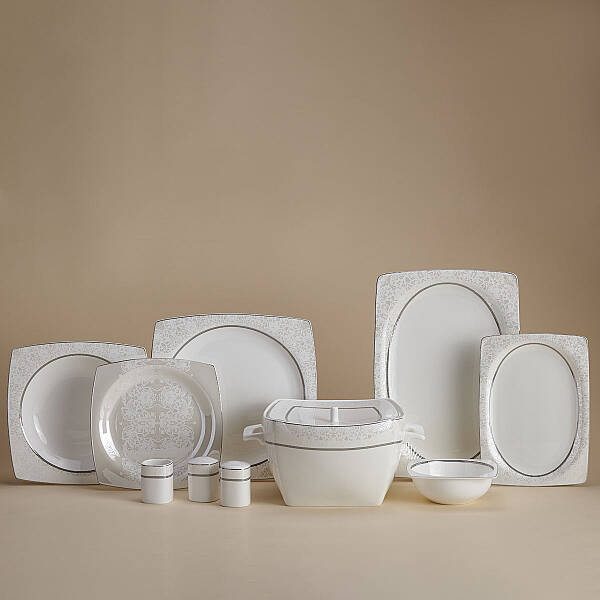 Korkmaz Bone Selection 60 Parça Kare Yemek Takımı A8437 - 1