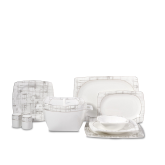 Korkmaz Bone Selection 60 Parça Kare Yemek Takımı A8453 - Korkmaz