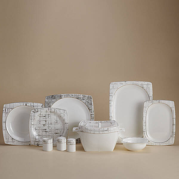 Korkmaz Bone Selection 60 Parça Kare Yemek Takımı A8453 - 1