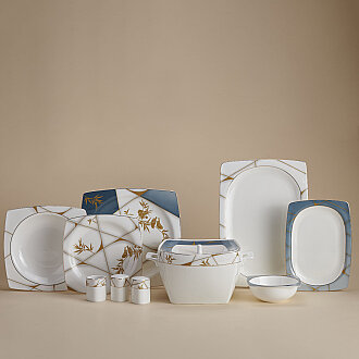 Korkmaz Bone Selection 60 Parça Kare Yemek Takımı A8454 - Korkmaz