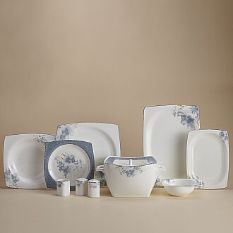 Korkmaz Bone Selection 60 Parça Kare Yemek Takımı A8455 - Korkmaz