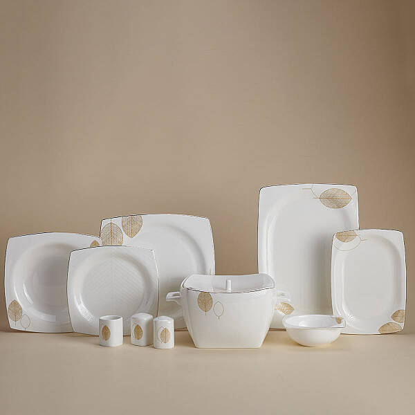 Korkmaz Bone Selection 60 Parça Kare Yemek Takımı A8456 - 1