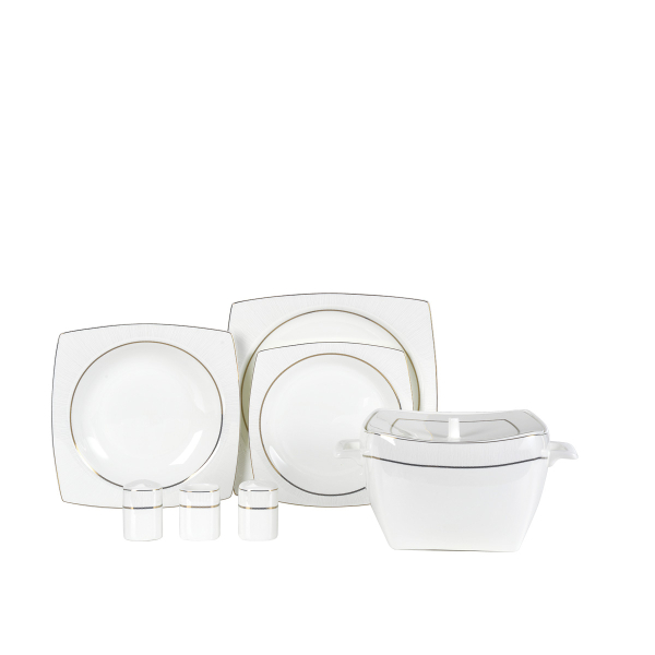 Korkmaz Bone Collection 60 Parça Kare Yemek Takımı A8460 - 1