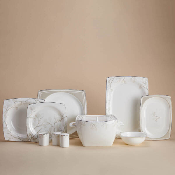 Korkmaz Bone Collection 60 Parça Kare Yemek Takımı A8461 - 1