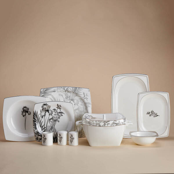 Korkmaz Bone Collection 60 Parça Kare Yemek Takımı A8462 - 1
