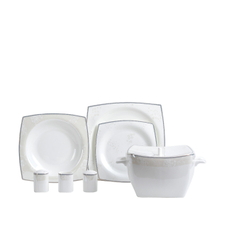 Korkmaz Bone Collection 60 Parça Kare Yemek Takımı A8464 - 1
