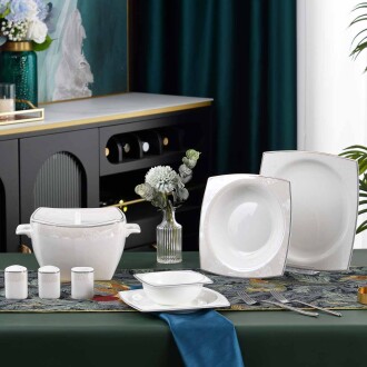 Korkmaz Bone Collection 60 Parça Kare Yemek Takımı A8464 - 2