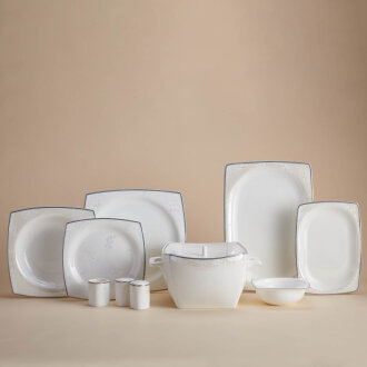 Korkmaz Bone Collection 60 Parça Kare Yemek Takımı A8464 - Korkmaz