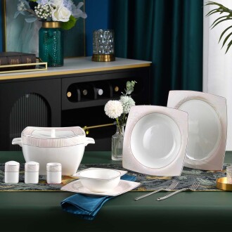 Korkmaz Bone Collection 60 Parça Kare Yemek Takımı A8465 - 2