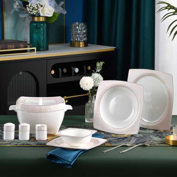 Korkmaz Bone Collection 60 Parça Kare Yemek Takımı A8465 - 2