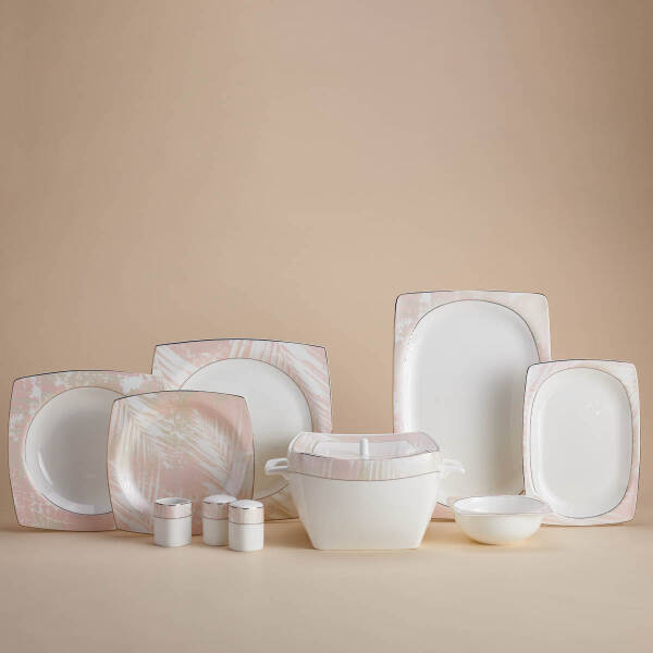 Korkmaz Bone Collection 60 Parça Kare Yemek Takımı A8465 - 1