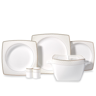 Korkmaz Bone Selection 60 Parça Kare Yemek Takımı A8466 - 1