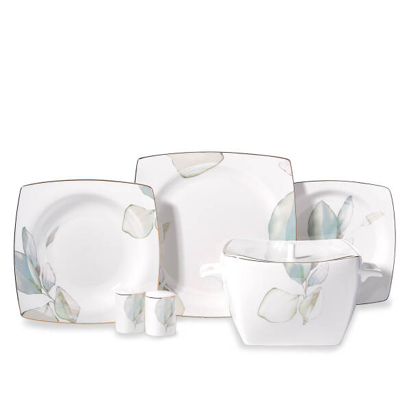 Korkmaz Bone Selection 60 Parça Kare Yemek Takımı A8468 - 1