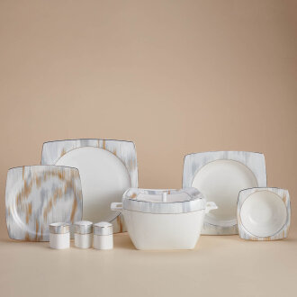 Korkmaz Bone Selection 60 Parça Kare Yemek Takımı A8467 - Korkmaz