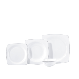 Korkmaz Bone Collection 60 Parça Kare Yemek Takımı Platin A8458 - Korkmaz (1)