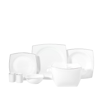 Korkmaz Bone Collection 60 Parça Kare Yemek Takımı Platin A8458 - Korkmaz