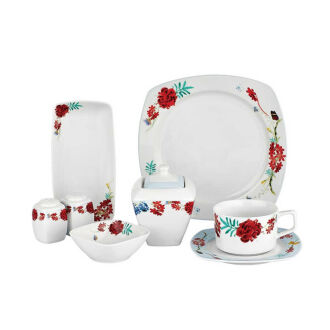 Korkmaz Bonjour Collection28 Parça Kare Kahvaltı Seti A8613 - Korkmaz