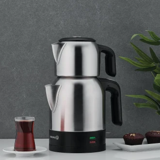 Korkmaz Demkolik Satin/Siyah Elektrikli Çaydanlık 1.8 lt A359-06 - Korkmaz (1)