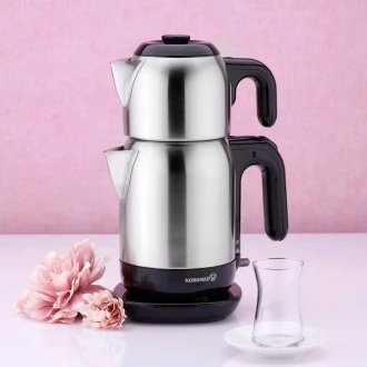 Korkmaz Demtez Satin/Siyah Elektrikli Çaydanlık 1.6 lt A369-13 - Korkmaz (1)
