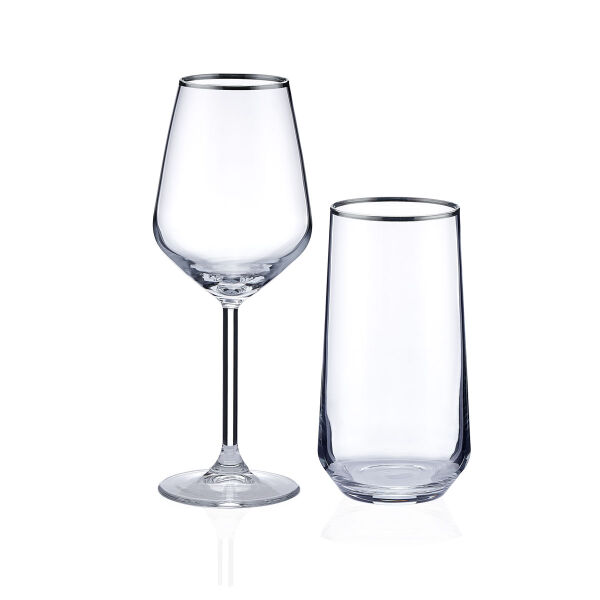 Korkmaz Elegance 24 Parça Bardak Seti Platin A9139 - 1