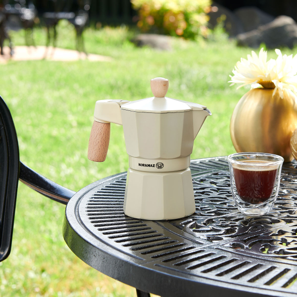 Korkmaz Etna 3 Fincan Beyaz Moka Pot 150 ml A5571 - 3