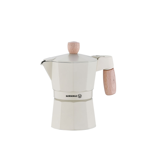 Korkmaz Etna 3 Fincan Beyaz Moka Pot 150 ml A5571 - 1