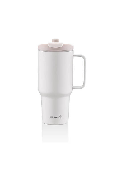 Korkmaz Freedom 1 Litre Bej Pipetli Bardak Termos A5577-2 - 1