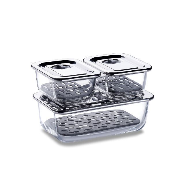 Korkmaz Fresca Çelik Kapaklı 3lü Saklama Seti A5623 - 1