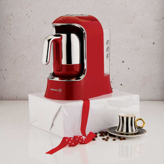 Korkmaz Kahvekolik Aqua Kırmızı/Krom Otomatik Kahve Makinesi - Thumbnail