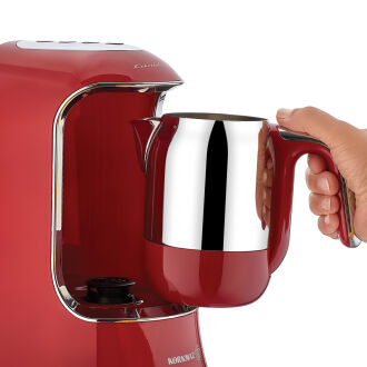 Korkmaz Kahvekolik Aqua Kırmızı/Krom Otomatik Kahve Makinesi - Thumbnail