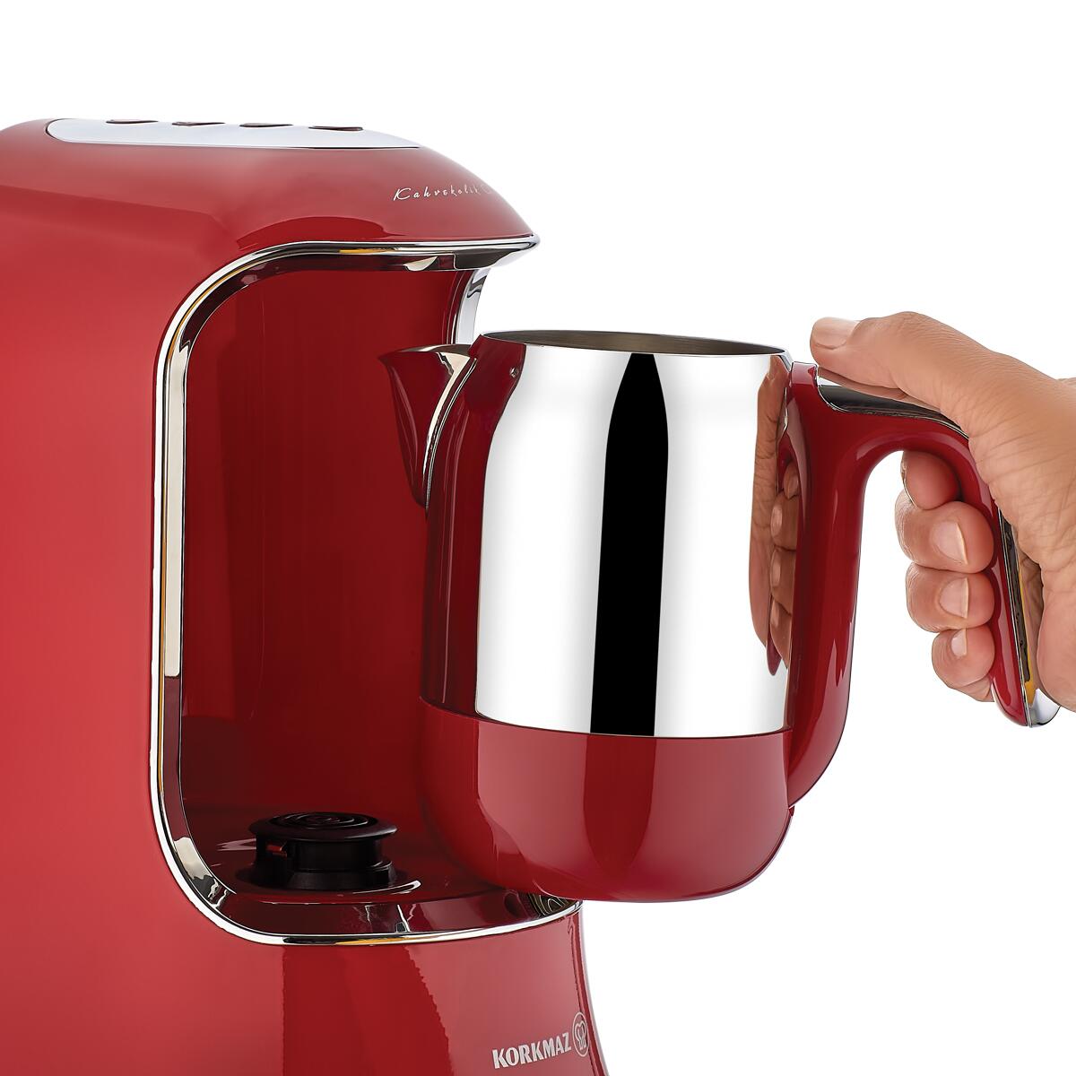 Korkmaz Kahvekolik Aqua Kırmızı/Krom Otomatik Kahve Makinesi - 4