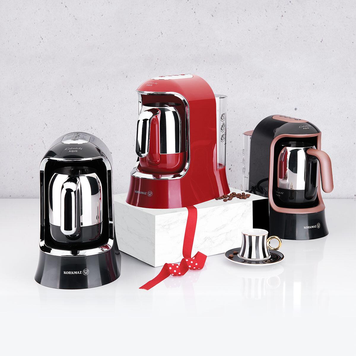 Korkmaz Kahvekolik Aqua Siyah/Rosagold Otomatik Kahve Makinesi