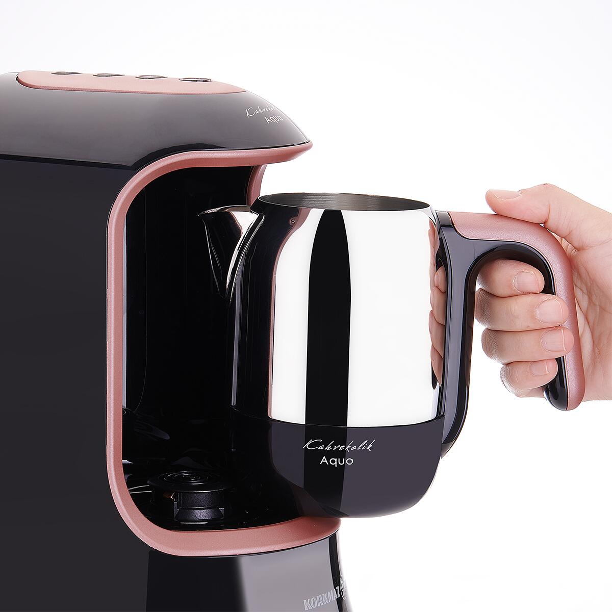 Korkmaz Kahvekolik Aqua Siyah/Rosagold Otomatik Kahve Makinesi