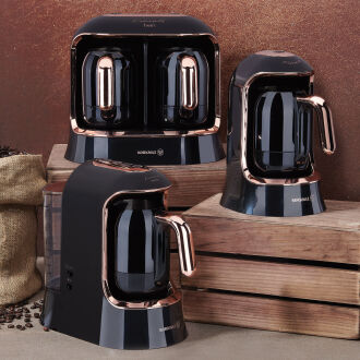Korkmaz Kahvekolik Deluxe Otomatik Kahve Makinesi Siyah/Rose - Thumbnail