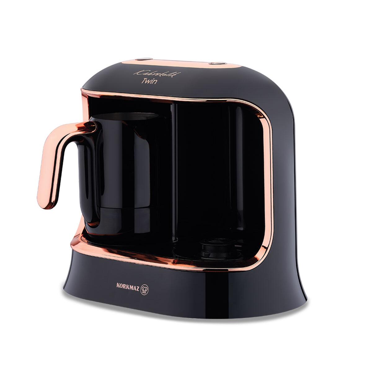 Korkmaz Kahvekolik Deluxe Twin Siyah/Rosagold Kahve Makinesi