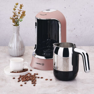 Korkmaz Kahvekolik Rosagold/Krom Otomatik Kahve Makinesi - Thumbnail