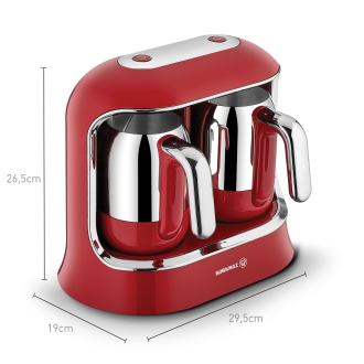 Korkmaz Kahvekolik Twin Kırmızı/Krom Otomatik Kahve Makinesi A861 - 2
