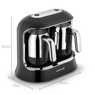 Korkmaz Kahvekolik Twin Siyah/Krom Otomatik Kahve Makinesi A861-01 - 2