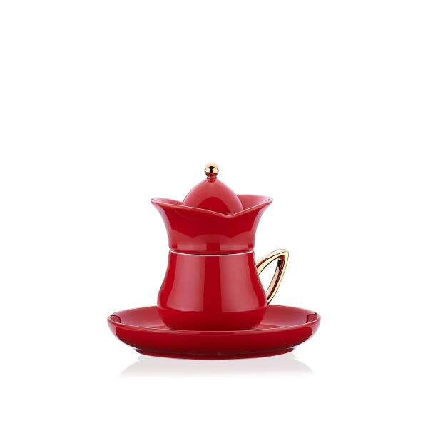 Korkmaz Lalezar Collection 2li Kırmızı Kahve Fincan Takımı A8778-1 - 1
